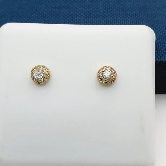 "14K Gold Plated Cubic Zircon Earrings, INUS1BR043 - Picture 1 of 9